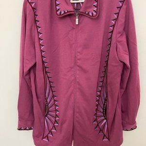 Bob Mackie Wearable Art Pink Embroidered Jacket Size XL